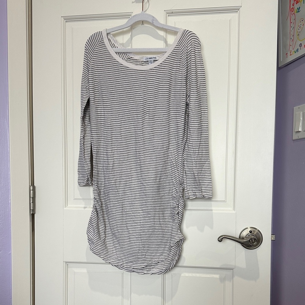 James Perse Black and White Striped Top